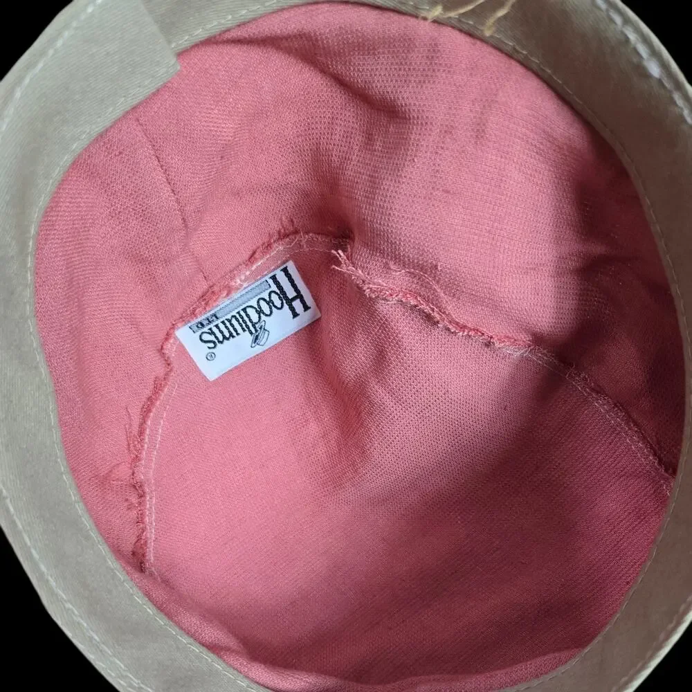 Vintage Hoodlums Ltd Floppy Sun Hat Pink Flowers Straw Brim Cottagecore One Size - Picture 13 of 16